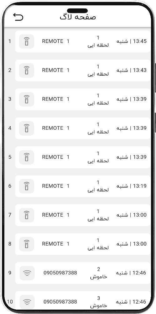 تصویر صفحه گزارش گیری اپلیکیشن هوشمند هانتک حالت روز